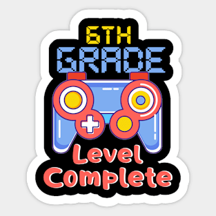 6th Grade Level-Complete Gamer Gaming Graduation Sticker